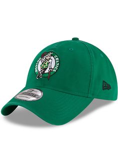 This Boston Celtics Green Adjustable Hat features a team logo embroidered on the front. Team logo embroidered on the front, Cloth Strap Closure to dial in the perfect fit, Relaxed, unstructured fit, Pre-curved bill, 100% cotton construction, New Era Flag logo on side, Dad hat, 100% Cotton, Washable, Imported Collegiate Cotton Baseball Cap For Fans, Collegiate Cotton Baseball Cap For Fan Merchandise, Game Day Cotton Hat With Embroidered Logo, Cotton Hat With Team Logo For Sports Events, Casual Team-colored Baseball Cap With Logo, Cotton Sports Hat With Team Logo, Sporty Cotton Hats For Fan Merchandise, Collegiate Baseball Cap With Embroidered Logo For Fans, Collegiate Baseball Cap With Embroidered Logo