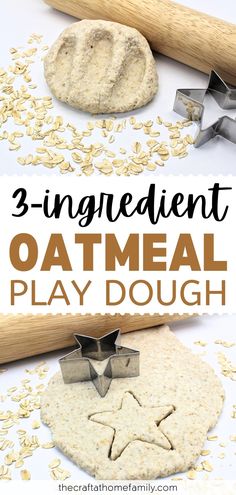 three ingredient oatmeal play dough with cookie cutters