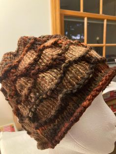 Comfy, super warm, beautiful, perfect for any occasion. Adjustable Cozy Brown Hat, Warm Brown Hat For Fall, One Size Brown Knitted Hat, Brown Winter Hats One Size, Brown Slouchy Winter Hat, One Size Brown Winter Hat, Brown Cozy Fall Hat, Cozy Handmade Brown Hats, Handmade Brown Hat One Size