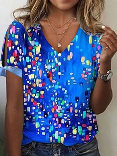 Product Name: Women's Blue Polka Dots Print Top V-Neck Short Sleeve T-Shirts Item NO.: 21820440 Weight: 0.2 kg = 0.4409 lb = 7.0548 oz Category: Clothing> Women> T-Shirts Creation Time: 2023-04-11 Edition type:LooseElasticity:No-ElasticityHem Type: Regular HemCollar/Neckline:V-NeckSleeve:Short-SleeveThickness:Light-weightDesign Elements:Polka Dots PrintStyle: CasualMaterial:Cotton BlendsWashing Mode: Machine WashSize:S,M,L,XL,2XL,3XL,4XLWeight:250GTheme:Fit for Women's Spring Outfits/Summer Outf Women's Spring Outfits, Face Shape Hairstyles, Cheap Clothing, Spring Outfits Women, Blue Polka Dots, Women T Shirts, Polka Dot Print, Dot Print, Print Top