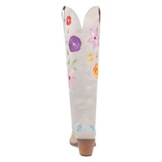 White Suede & Floral Embroidered Boot Multi Colored Floral Embroidery Detail Knee High Pull On 18" Shaft Height 2.5" Tall Fashion Heel 14-16” Circumference Snip Toe Rubber Outsole ***These are shipped to you directly from our Manufacturer. Please allow 7-10 business days for shipping/tracking notification! Knee High Western Boots, Dingo Boots, Kids Graphics, Turquoise Decor, Embroidered Boots, Tall Fashion, Western Boots Women, Golden Jewelry, How To Hem Pants