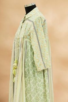 Shop for Aditi Beriwala Green Printed Flared Kurta for Women Online at Aza Fashions Spring Long Sleeve Kurta With Tassels, Spring Cotton Silk Kurta With Printed Motifs, Festival Straight Kurta With Back Tassel Tie-up, Anarkali Kurta With Back Tassel Tie-up For Navratri, Anarkali Kurta For Navratri With Back Tassel Tie-up, Festive Green Kurta With Tassels, Navratri Anarkali Kurta With Back Tassel Tie-up, Festive Kurta With Back Tassel Tie-up For Navratri, Bohemian Cotton Silk Sets For Spring