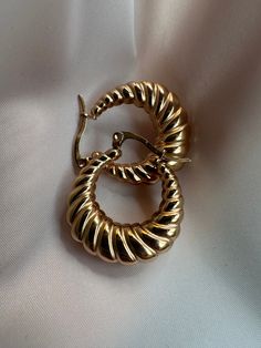 Stunning Croissant Rose Gold Hoop Earrings. Perfect Piece of Jewelry for Her. Light Weight for Everyday Fashion. Chunky Small Hoop Earrings As Gift, Rose Gold Jewelry Aesthetic, Croissant Earrings, Chunky Gold Earrings, Tous Jewelry, Aa Jewelry, Ear Pieces, Rose Gold Hoop Earrings, Chunky Hoop Earrings