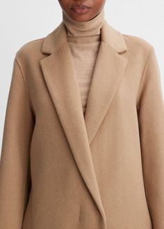 Classic Straight Coat in Coats Timeless Notch Lapel Wool Coat For Fall, Modern Structured Outerwear With Single Button, Modern Structured Single Button Outerwear, Modern Notched Outerwear, Beige Wool Outerwear With Single Button, Modern Single Button Outerwear For Fall, Structured Single Button Outerwear For Fall, Fall Structured Single Button Outerwear, Fall Structured Single-button Outerwear