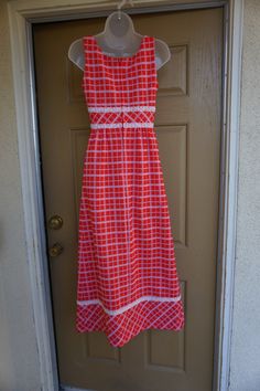 "Vintage 1970s maxi dress. Fits small - 6/7. In good vintage condition. Measurements taken across front laid flat 17\" across front armpit to armpit 13\" across front of waist 50\" total length" Red Retro Maxi Dress For Summer, Retro Red Maxi Dress For Spring, Red Retro Maxi Dress For Spring, Red Sleeveless Lined Maxi Dress, Red Full-length Maxi Dress For Summer, 1970s Fitted Sleeveless Maxi Dress, Vintage Sleeveless Lined Maxi Dress, 1970s Red Summer Dresses, 1970s Style Red Summer Dresses