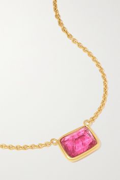 London-based jeweler Pippa Small describes the pink tourmaline chosen for this necklace as ""one of the most loving stones,"" because it's believed to provide emotional support. It's handmade from 18-karat gold. Complement and enhance the rosy and red flecks with a coordinating lipstick. Luxury Pink Ruby Necklaces, Pink Ruby Necklace Fine Jewelry, Formal Pink Ruby Necklace, Pink Ruby Necklace For Formal Occasions, Formal Yellow Gold Tourmaline Necklaces, Formal Yellow Gold Tourmaline Necklace, Luxury 14k Gold Pink Necklace, Pink Sapphire Gemstone Pendant Jewelry, Fine Pink Sapphire Necklaces For Formal Occasions