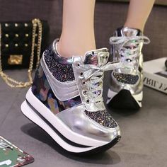 Chunky Heels Wedding, White Heel Boots, Gothic Academia, Casual Shoes Women Sneakers, Glitter Fashion, Sneakers Platform, Platform Wedges Shoes, Jordan Shoes Girls, Fashion Shoes Sandals