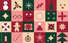 the christmas pattern is designed to look like it has many different ornaments and decorations on it