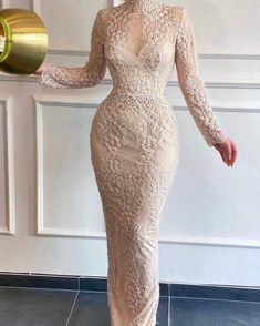 Elegant Wedding Dress With Sleeves, Simple Engagement Dress, Wedding Gowns Ideas, High Neck Dress Formal, Dress Soiree, Color Wedding Dresses, Wedding Party Dress Guest, Net Sleeves, Dress Outfits Party