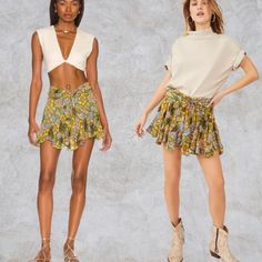 Super Cute But A Little Big For A Size Small. Fits Like A 4/6 Size Medium. Bohemian Short Mini Skirt For Spring, Spring Bohemian Short Mini Skirt, Bohemian Mini Skirt For Spring, Bohemian Spring Skort, Free People Skirt, A 4, Floral Skirt, Ivy, Free People