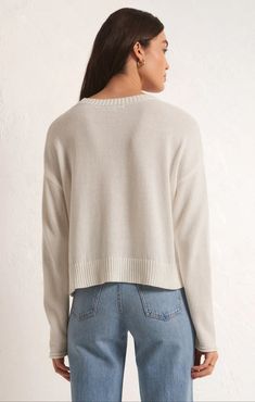 If you love sweaters as much as we do, you'll love the Sienna Vacay Sweater. This crew neck pullover has a drapey, relaxed fit that sits below the waist and is lightweight enough for warmer weather. Relaxed fit Sienna Yarns: 100% Cotton Crew neckline Long sleeves Drop shoulders Sits below waist Hand Wash Cold, Reshape And Lay Flat To Dry, Warm Iron If Needed The Perfect Girl, Some Girls, Maxi Dress Party, Linen Top, Striped Linen, Comfy Casual, White Sweaters, Waist Length, Girls Night Out