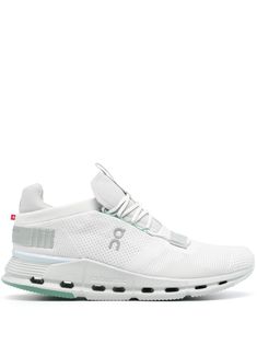 white/green pointelle knit almond toe logo pull-tab at the tongue appliqué logo to the side branded heel counter branded insole signature CloudTec® cushioning rubber sole front lace-up fastening Dental Assistant Shoes, Cute On Clouds Shoes, Nurse Tennis Shoes, Cute On Clouds, On Cloud Nova, Cute Running Shoes, On Cloud Shoes, On Cloudnova, Cloud Shoes