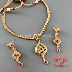 Jiya Gold Necklace with Meenakari Gold Antique Necklace, Matte Gold Jewelry, Gold Indian Jewelry, Meenakari Necklace, Ruby Bangles, Handmade Gold Jewellery, Necklace Indian, 22 Carat Gold, Ruby Necklace