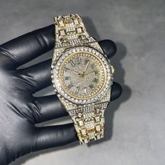 Step into elegance with this iced-out diamond timepiece that mirrors genuine luxury watches. We utilize premium simulated diamonds crafted from high-refractive crystals, ensuring a sparkle that rivals authentic diamonds under the light! INCLUDES AN EASY-TO-USE SIZE ADJUSTMENT TOOL Specifications: - Gender: Women's  - Case Size: 43mm - Movement: Quartz Movement - Battery: Included - Sizing: 8.5-inch band - Adjustable: Links are removable to fit your wrist - Back: Stainless Steel - Lock: Fold-over Diamond Watches Women, Cowboy Shoes, Diamond Watches For Men, Vvs Diamond, Ice Watch, Women Diamond, Men's Watches, Luxury Watches For Men, Beautiful Watches