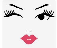 a woman's face with long eyelashes and red lipstick