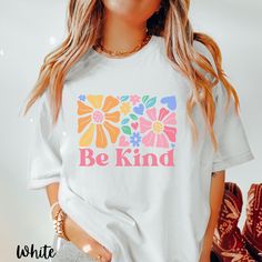 Be Kind shirt:)  *Size up for an oversized shirt.  *SEE PHOTOS FOR SIZE GUIDE  *ABOUT COMFORT COLORS: See Photos:) ENJOY! & Thank you:) Everyday White Printed Tops, White Printed Everyday Tops, White Printed Tops For Everyday, Everyday White Shirt With Funny Print, White Shirt With Funny Print For Everyday, Cute Oversized Letter Print Shirt, Cute Oversized Graphic Print Shirt, Cute Oversized Shirt With Graphic Print, Oversized Cute Shirt With Graphic Print