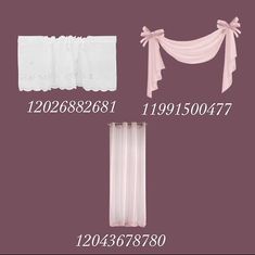 the measurements for curtains and valances are shown in three different sizes, including one with