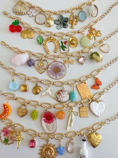 Build Your Own Custom Charm Bracelet / Gold Plated Charm - Etsy Charm Bracelet Aesthetic Diy, Hobby Lobby Jewelry Diy, Bachelorette Craft Ideas, Bracelet Making Aesthetic, Chunky Charm Necklace, Charm Necklace Ideas, Charm Bracelet Aesthetic, Bachelorette Crafts, Aesthetic Crafts