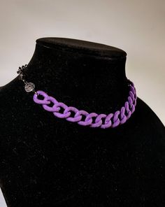 Purple Velvet Chunky chain statement choker, gunmetal finish, and amethyst round bead. I also do custom pieces, DM for inquiries. #gemstonejewelry #gemstonenecklaces #customjewelry #beadednecklace #gemstoneaccessories #necklace #witchy #giftforher #lapislazuli    Beads Flow ⭐ Purple Metal Choker For Gift, Trendy Purple Jewelry With Chain, Adjustable Trendy Purple Choker, Edgy Purple Jewelry As Gift, Edgy Purple Jewelry For Gifts, Edgy Purple Jewelry For Gift, Purple Metal Chain Necklace As Gift, Purple Metal Chain Necklace Gift, Adjustable Purple Choker