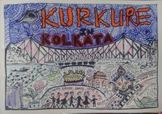 a drawing with the words kurkure in it