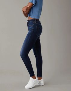 Our skinniest fit in a high rise & soft stretch denim. Versatile Tight Mid-rise Bottoms, Everyday Elastane Jeans, Casual Slim Fit Elastane Jeggings, Fitted Slim Bottoms For Everyday, Tight Casual Bottoms For Everyday, Dark Wash Stretch Mid-rise Bottoms, Stretch Mid-rise Dark Wash Bottoms, Casual High Stretch Medium Wash Jeans, Everyday Mid-rise Elastane Jeans