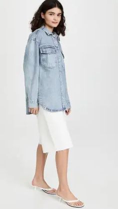 Pistola Denim Mandy Oversized Shacket | Shopbop Spring Relaxed Fit Denim Top With Snap Buttons, Light Wash Denim Jacket With Flap Pockets, Spring Denim Top With Button Cuffs And Long Sleeves, Long Sleeve Denim Jacket With Snap Buttons For Summer, Spring Denim Top With Button Cuffs Long Sleeve, Spring Long Sleeve Denim Top With Button Cuffs, Fall Denim Button-up Top With Frayed Hem, Fall Button-up Denim Top With Frayed Hem, Classic Long Sleeve Denim Top For Spring