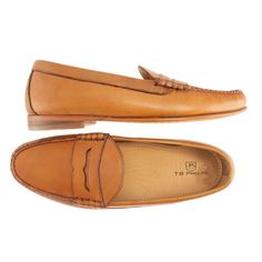 Ventura Sheepskin Penny Loafer in Tan by T.B. Phelps Timeless Slip-on Leather Shoes With Stitched Sole, Timeless Moccasins With Round Toe For Business Casual, Timeless Tassel Loafers With Round Toe And Leather Lining, Timeless Loafers With Stitched Sole For Galas, Classic Slip-on Moccasins With Almond Toe, Timeless Slip-on Leather Shoes With Leather Lining, Business Casual Almond Toe Moccasins With Stitched Sole, Timeless Slip-on Oxfords With Stitched Sole, Timeless Slip-on Moccasins With Rubber Sole