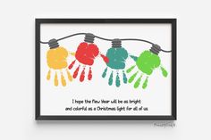 an art print with colorful hand prints hanging on a line that says, i have the new urban all as bright and cultural as christmas lights for all of us