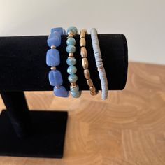 Brand New And Never Worn Blue Tone Bracelet Stack. Perfect Condition. Bohemian Blue Bracelets For Everyday, Bohemian Blue Stretch Bracelet For Everyday, Blue Adjustable Everyday Bracelets, Casual Light Blue Everyday Jewelry, Elegant Blue Stretch Bracelet, Trendy Blue Stretch Bracelet For Everyday Wear, Trendy Blue Stretch Bracelet For Everyday, Casual Light Blue Bracelets For Everyday Wear, Casual Light Blue Bracelets For Everyday