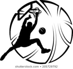 a basketball player dunking the ball in a hoop with his arms and legs spread out