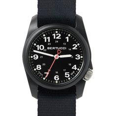 Bertucci A-1R Field Comfort Black | Watches.com Mens Watches Military, Field Watches, Vintage Pocket Watch, Modern Watches, G Shock Watches, Band Merch, Watch Sale, Metal Band, Black Watch