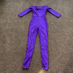 Purple Polyester Long Sleeve Off The Shoulders Jumpsuit Fitted Purple Jumpsuits And Rompers Overall, Purple Fitted Jumpsuits And Rompers For Party, Fitted Purple Jumpsuits And Rompers For Spring, Purple Long Sleeve Jumpsuit For Night Out, Fitted Purple Jumpsuits And Rompers For Night Out, Black Lace Jumpsuit, Fashion Nova Bodysuit, Purple One Piece, Fashion Nova Jumpsuit