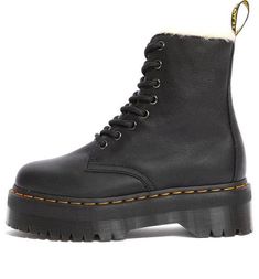 (WMNS) Dr. Martens Jadon Faux Fur Lined Leather Platform Boots 'Pisa - Black' 25637001 Dr Martens Jadon, Leather Platform Boots, Platform Boots, Pisa, Faux Fur, Boots, Sneakers, Leather, Black