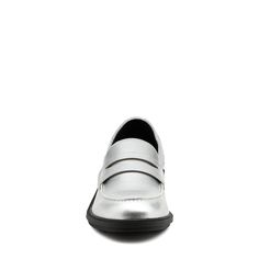 Embark on a journey where coziness and fashion effortlessly mingle with the Gabby Silver Loafers from Rocket Dog! 🌟 These aren't just any old slip-ons; they're a true fashion statement coated in luxurious faux leather. The dazzling silver coating adds a futuristic touch to your outfit, while the snug synthetic interior and sturdy rubber sole keep you comfortable and grounded. With a small 1-inch heel, you'll stride with the perfect amount of lift. Style: Rocket Dog Women's Loafer Type: Slip-on Fall Workwear Synthetic Slip-ons, Classic Silver Loafers For Spring, Silver Classic Loafers For Spring, Classic Synthetic Slip-ons For Fall, Comfortable Synthetic Loafers For Fall, Comfortable Flats For Work In Fall, Comfortable Flats For Workwear In Fall, Comfortable Workwear Flats For Fall, Fall Synthetic Loafers With Cushioned Footbed