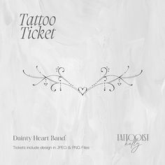 the cover for tattoo ticket, featuring two hearts and an ornate design on white paper