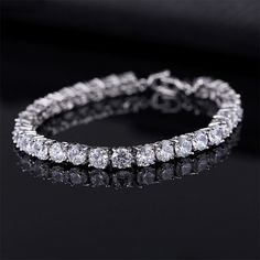 SIPENGJEL 4mm Cubic Zircon Crystal Tennis Bracelets For Women Man Iced Out Round Stone Chain Men's Iced Chain, Couples Jewelry, Gold And Silver Bracelets, Color Bracelet, Cubic Zirconia Bracelet, Luxury Bracelet, Trendy Bracelets, Bracelet Shop, Jewelry Bracelets Silver