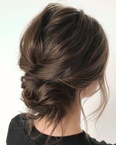 Boho Updo Hairstyles Brunette, Prom Hairstyles Brown Hair Updo, Formal Updo Medium Hair, Medium Length Updo Prom, Updos For Medium Length Hair 2023, Brown Hair Bridal Updo, Low Bun Prom Hairstyles Short Hair, Low Messy Bun Wedding Hair Brown, Updo Hairstyles Dark Hair