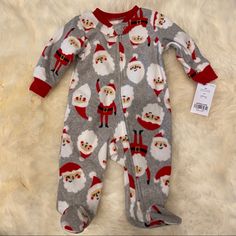 Brand New Carter's Christmas Fleece Sleep And Play Footie. Grey With Santa Print. Zip Up Closure. Size 3 Month. Red Onesie For Winter Holiday, Red Winter Onesie For Playtime, Red Holiday Onesie For Winter, Red Onesie For Playtime In Winter, Winter Holiday Long Sleeve Onesie, Christmas Long Sleeve Onesie For Playtime, Christmas Long Sleeve Playtime Onesie, Christmas Long-sleeve Playtime Onesie, Christmas Playtime Long Sleeve Onesie