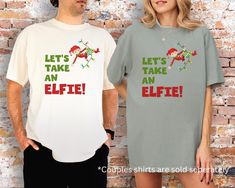 You are going to love this Funny Let's Take An Elfie Christmas & Holiday Season Tshirt! This tee shirt would make a fantastic birthday or Christmas gift for all of your friends and family who appreciate and love their Xmas Holiday Season! Prefer a Sweatshirt in this design? Find it here:  https://tinyurl.com/dxmeuzuv PRODUCTION TIME: 1-3 days (Usually 2 days) SHIPPING TIME: 2-5 days (Usually 3 days) PRODUCT DESCRIPTION: Comfort Colors Unisex Long-Sleeve T-shirt Super soft cotton and excellent qu Christmas Short Sleeve Relaxed Fit Tops, Christmas Relaxed Fit Short Sleeve Tops, Relaxed Fit Short Sleeve Christmas Tops, Funny Christmas Crew Neck Top, Christmas Crew Neck Shirt Gift, Christmas Gift Crew Neck Shirt, Funny Holiday Crew Neck Top, Holiday Crew Neck Pre-shrunk Top, Holiday Crew Neck Top With Relaxed Fit