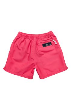 Your little one is ready for a pool day in vibrant swim trunks boasting a boldly colorblocked design and subtle notches along the hem. UPF 50+ sun protection shields them from the sun's harmful rays, while quick-drying technology keeps them feeling comfortable between dips. Elastic/drawstring waist Side-seam pockets; back zip pocket UPF 50+ sun protection Lined 100% polyester Machine wash, line dry Imported Playful Swim Trunks For Summer Sports, Red Nylon Swim Trunks For Beach, Playful Outdoor Swimwear With Uv Protection, Casual Swim Trunks With Uv Protection For Sports, Playful Swimwear With Uv Protection For Outdoor, Casual Pink Swimwear With Upf 50+, Playful Pink Swim Trunks For Beach Season, Summer Swim Trunks With Uv Protection For Sports, Summer Sports Swim Trunks With Uv Protection