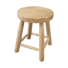 a small wooden stool on a white background