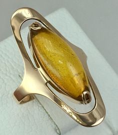 USSR Vintage Original Soviet Rose Gold Ring with Natural Baltic Amber 583 14K | eBay Amber Ring Gold, Antique Jewelry Rings, Vintage Gold Rings, Gold Jewelry Stores, Riga Latvia, Amber Ring, Ring Pictures, Amber Jewelry, Riga