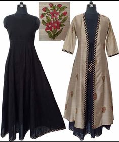 Material Fine Cotton, silk Jacket Colour: Beige Fabric: Silk Work: Hand block print +  Gota patti borders work Style: Long anarkali /Indowestern Finish: Gota patti + tie knot tassels  Flair: 3m Inner Colour: Black Fabric: Cotton Work: Plain Style: Long anarkali /Indowestern Sleeves: Sleeveless  Flair: 3m A must in every girl's wardrobe!  Product Care: *Dry Clean  *Cold water hand wash Postage:  Orders are sent out from the United Kingdom. Gift: Gift packing option with a message is available Ret Bohemian Cotton Silk Sets For Spring/fall, Traditional Silk Palazzo Set With Block Print, Bohemian Block Print Maxi Set, Bohemian Block Print Maxi Length Set, Bohemian Maxi Length Block Print Set, Traditional Silk Front Open Sets, Traditional Front Open Silk Set, Bohemian Straight Kurta Sets In Raw Silk, Bohemian Style Raw Silk Straight Kurta Set