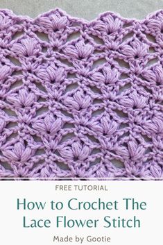 the crochet lace flower stitch pattern is shown