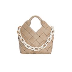 Bermuda woven Eco-leather basket bag with contrast topstitching.Complete your signature look with this classic grab-and-go leather mini. Its compact size and chic woven look make it the perfect companion for a beautiful day out. Folded tote handles Multi-layered insert bag Color - Nutmeg 2 Flat shoulder strap Letter V leather Bag Charm Size Length(cm):21 Height (cm): 26 Width (cm): 10 Opening (cm): 25 Shoulder strap #1 (cm): 55 Shoulder strap #2 (cm): 110-170 （adjustable） You can also Style with Leather Basket, Contrast Topstitching, Woven Leather Bag, Letter V, Basket Bag, Signature Look, A Beautiful Day, Woven Bag, Chain Bags