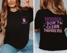 ✨ Introducing our exclusive Cleaning Lady T-shirt - the perfect blend of comfort and professionalism for your hardworking team! ✨ 🏡 Because let's face it, "Houses don't clean themselves," and that's where your dedicated cleaning service comes in! This t-shirt is not just a piece of clothing; it's a statement, a walking advertisement for your commitment to cleanliness. 🧹 The back of the t-shirt proudly declares, "Houses don't clean themselves," a witty reminder of the essential work your team d Service Advertisement, House Keeper, House Cleaner, Professional House Cleaning, Cleaning Lady, Business Shirt, Cleaning Business, Maid Service, Business Tops