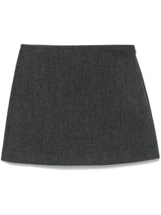 charcoal grey interlock weave A-line concealed side hook and zip fastening full lining straight hem thigh-length Mini Skirt Grey, Gray Mini Skirt, Grey Mini Skirt, Grey Skirt, A Line Mini Skirt, Iconic Bags, Demi Fine Jewelry, Exclusive Fashion, Gray Skirt