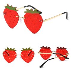 Strawberry Sunglasses, 2000 Fashion Outfits, Y2k Strawberry, Iconic Glasses, Aesthetic Outfits Summer, Aesthetic Sunglasses, Aesthetic Strawberry, So Aesthetic, Early 2000s Style