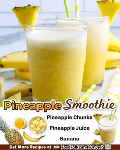 the pineapple smoothie is ready to be eaten