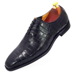 Leap to comfort with these handmade Men's Oxford Shoes made from Genuine Leather and a classic cut. The Crocodile Print with a lace-up feature gives it that perfect stunning and comfortable look. These shoes are perfect for any traditional style events and will add to your fashion statement. SpecificationsBrand Name: GeraldBlackUpper Material: Genuine LeatherUpper-Genuine Leather Type: Cow LeatherOrigin: CN(Origin)Pattern Type: PrintModel Number: F97-R07Lining Material: Genuine LeatherLining-Gen Men's Oxford Shoes, Dress Shoes For Men, Oxford Dress Shoes, Oxford Shoes Men, Crocodile Print, Oxford Dress, Print Models, Monk Strap, Big Size